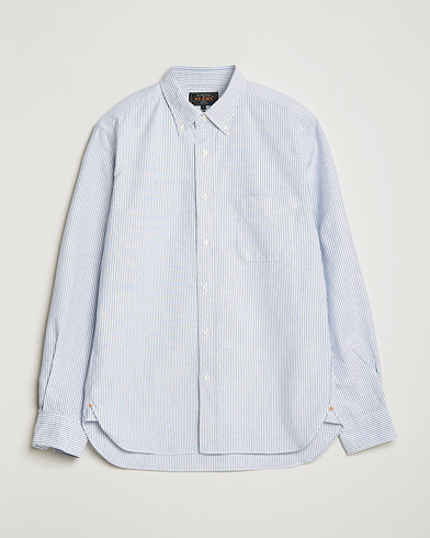 Herr |  | BEAMS PLUS | Striped Oxford Button Down Shirt Light Blue