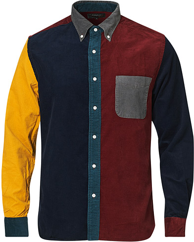 Manchesterskjortor |  Corduroy Patchwork Button Down Shirt Grey