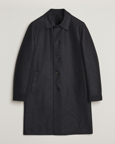 Herr | Rockar | Harris Wharf London | Pressed Wool Mac Coat Black