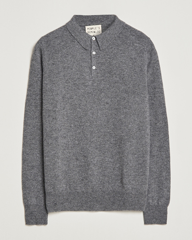 Herr |  | People's Republic of Cashmere | Cashmere Long Sleeve Polo Heather Grey