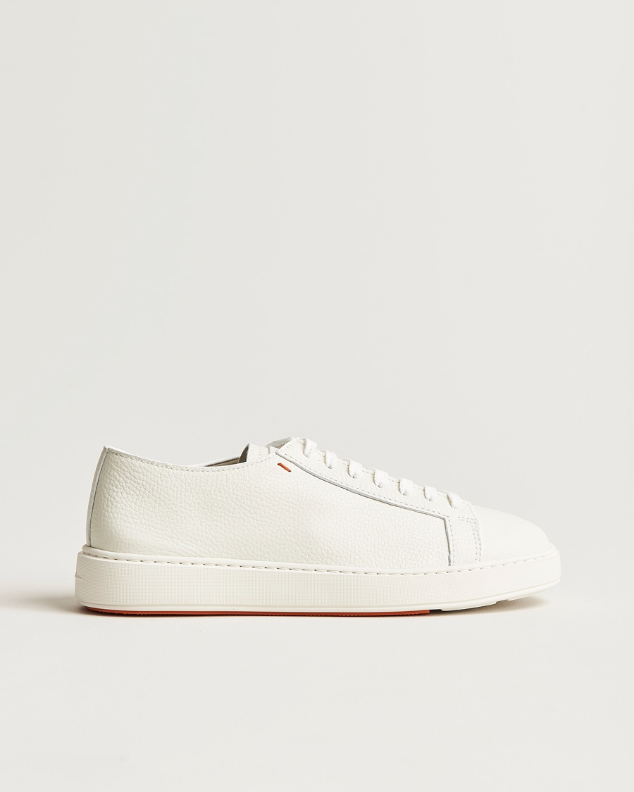 Santoni Low Top Grain Leather Sneaker White Calf – Vit