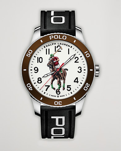 Herr | Fine watches | Polo Ralph Lauren | 42mm Automatic Pony Player  White Dial/Brown Bezel