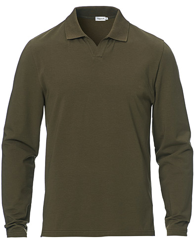 Herr | Stickade pikéer | Filippa K | Long Sleeve Polo Shirt Olive