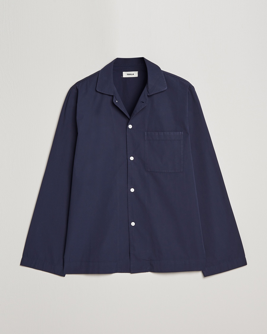 Tekla Poplin Pyjama Shirt True Navy