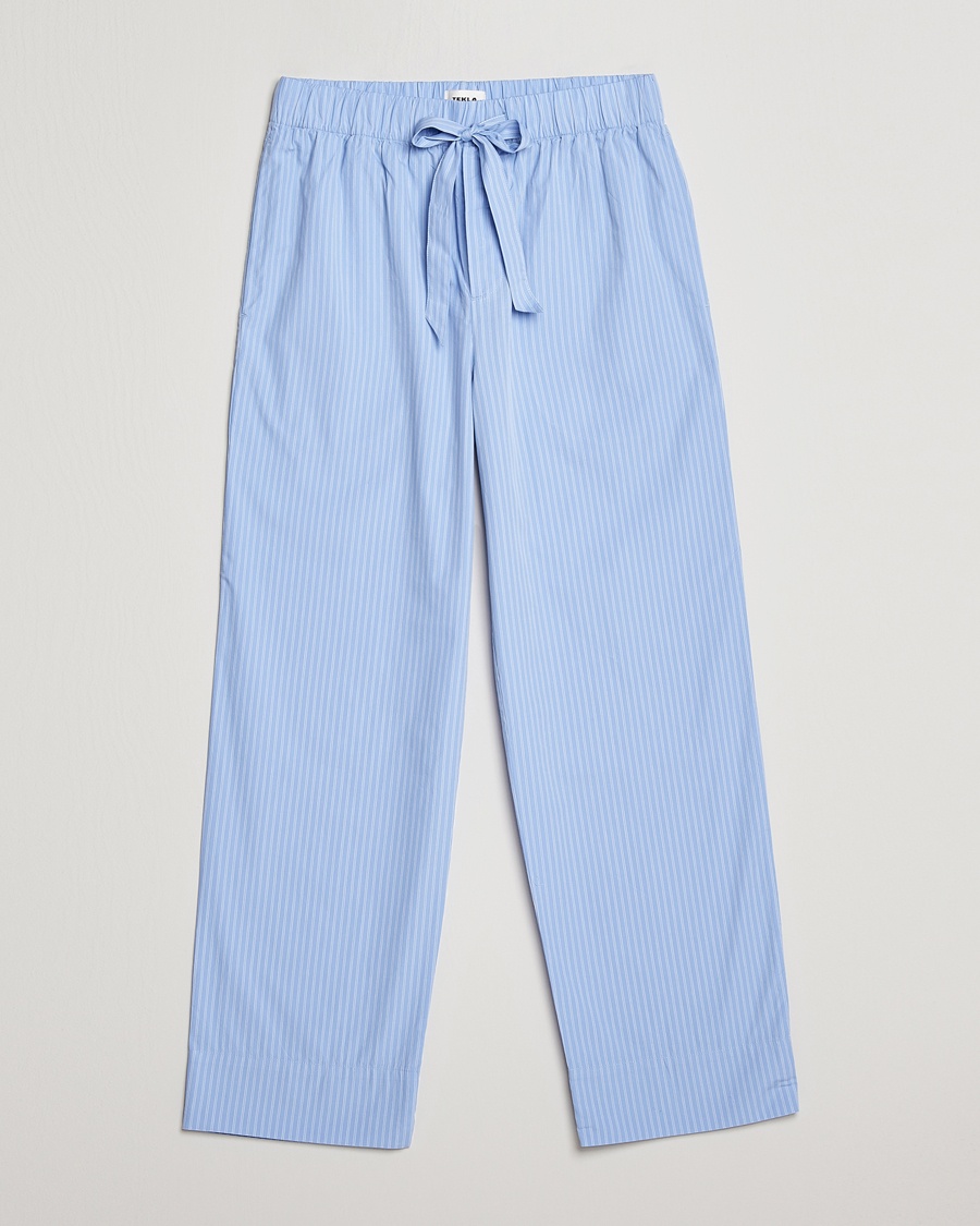 Tekla Poplin Pyjama Pants Pin Stripes – Blå