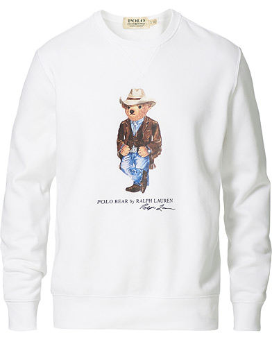 Sweatshirts |  Printed Western Bear Fleece Sweatshirt White