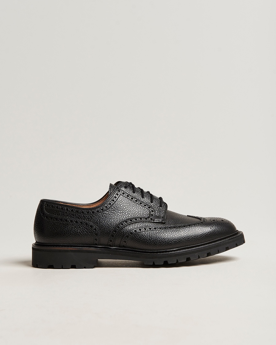 Crockett & Jones Pembroke Derbys Scotch Grain Vibram Black Calf – Svart
