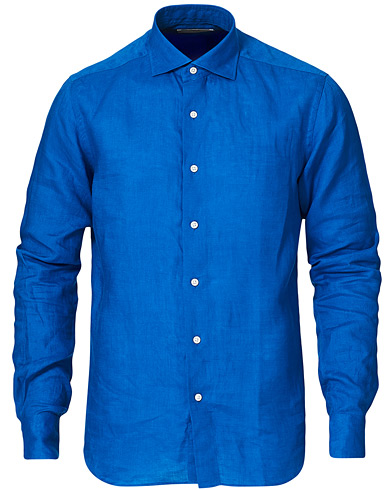 Linneskjortor |  Slim Fit Linen Shirt Cobalt Blue