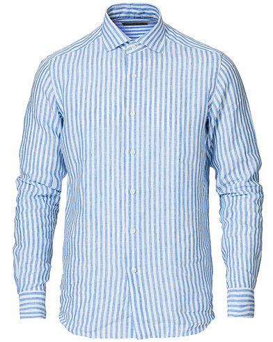 Linneskjortor |  Slim Fit Linen Shirt Blue Stripe