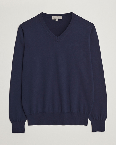 Pullover V-ringade |  Cotton V-Neck Pullover Navy