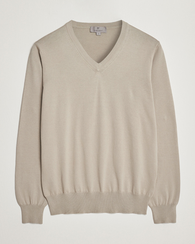 Pullover V-ringade |  Cotton V-Neck Pullover Beige