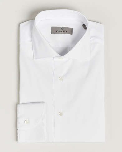 Herr | Formella | Canali | Slim Fit Cotton/Stretch Shirt White