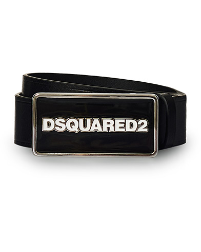 Herr | Bälte | Dsquared2 | Logo Plate Leather Belt Black