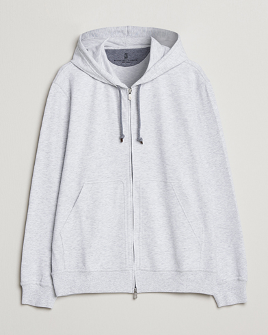 Zip-Tröja |  Soft Cotton Jersey Zip Hoodie Pearl Grey