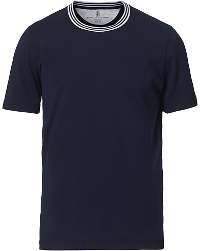 Kortärmade t-shirts |  Contrast Collar Short Sleeve T-Shirt Navy