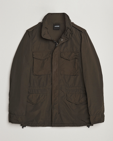 Herr | Klassiska jackor | Aspesi | Giubotto Garment Dyed Field Jacket Dark Military