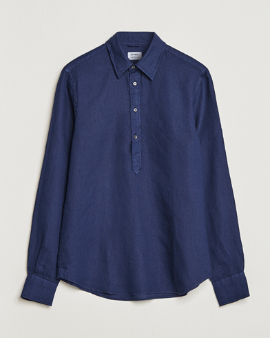 Herr | Italian Department | Aspesi | Linen Popover Shirt Dark Blue
