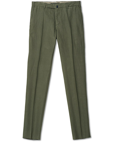  |  Slim Fit Natural Stretch Linen Trousers Olive 