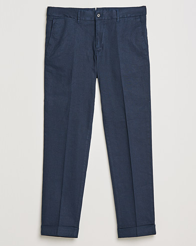 Business & Beyond |  Grant Stretch Cotton/Linen Trousers Navy