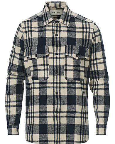 Flanellskjortor |  Cardiff Checked Flannel Shirt Off White/Navy