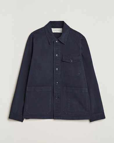 Herr | Skjortjackor | A Day's March | Sturdy Twill Patch Pocket Overshirt Navy