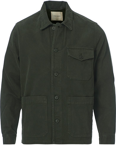 Herr | Overshirts | A Day's March | Sturdy Twill Patch Pocket Overshirt Forest