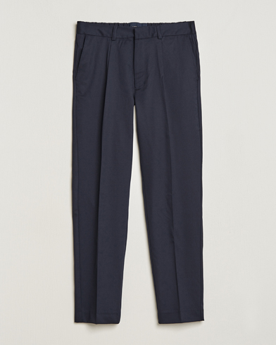Herr | Byxor | A Day's March | Smart Trousers Wool Twill Navy