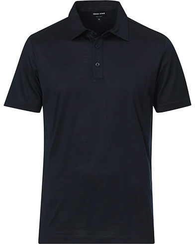 Herr | Giorgio Armani | Giorgio Armani | Cotton/Silk Short Sleeve Polo Navy