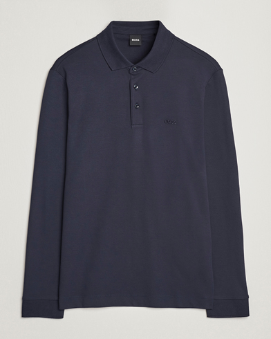 Herr | Stickade pikéer | BOSS | Pado Knitted Polo Shirt Dark Blue