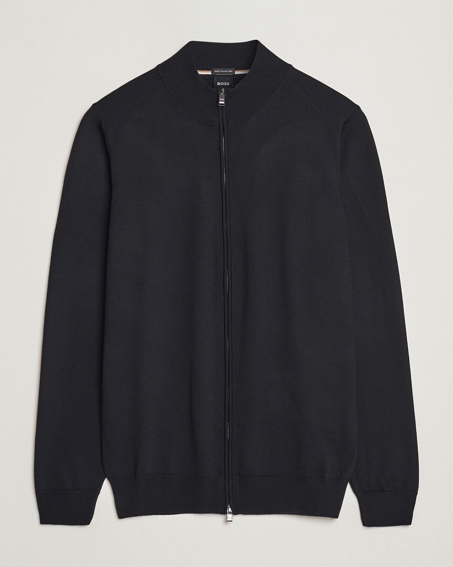 BOSS BLACK Balonso Full-Zip Sweater Black – Svart