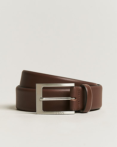 Herr | Släta bälten | BOSS BLACK | Barnabie Leather Belt 3,5 cm Dark Brown