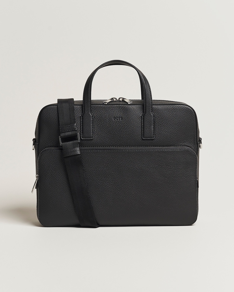 BOSS BLACK Crosstown Computer Leather Bag Black – Svart