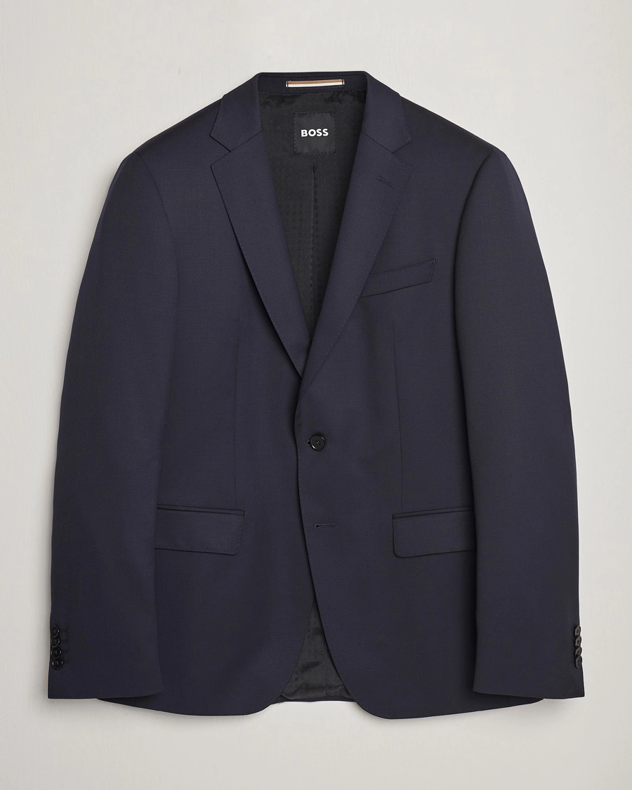 Huge Slim Fit Wool Blazer Dark Blue – Blå