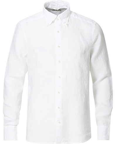 Herr | Linneskjortor | Stenströms | Slimline Button Down Linen Shirt White