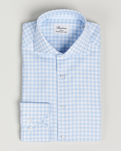 Businesskjortor |  Slimline Checked Cut Away Shirt Light Blue