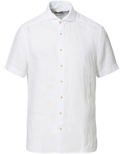 Herr |  | Stenströms | Slimline Short Sleeve Linen Shirt White