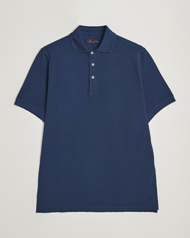 Herr | Kortärmade pikéer | Stenströms | Pigment Dyed Cotton Polo Shirt Navy