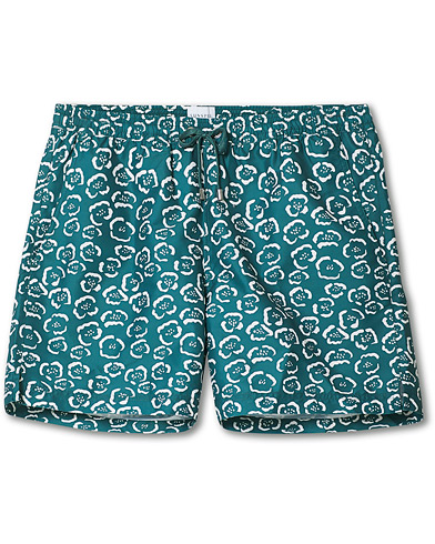 Herr |  | Sunspel | Recycled Seaqual Drawstring Swim Shorts Green/Ecru