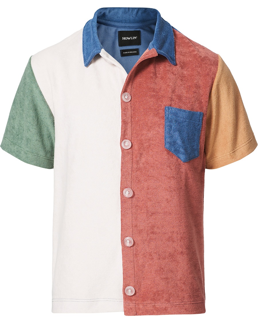 short sleeve button up red
