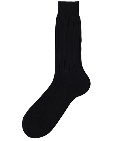 Herr |  | Bresciani | Wide Ribbed Cotton Socks Black