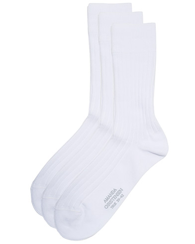 Herr | Amanda Christensen | Amanda Christensen | 3-Pack True Cotton Ribbed Socks White