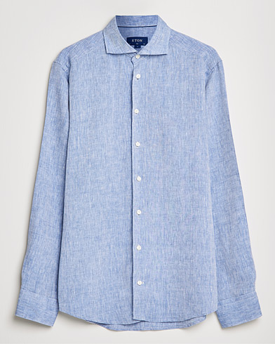  |  Slim Fit Wide Spread Linen Shirt Light Blue