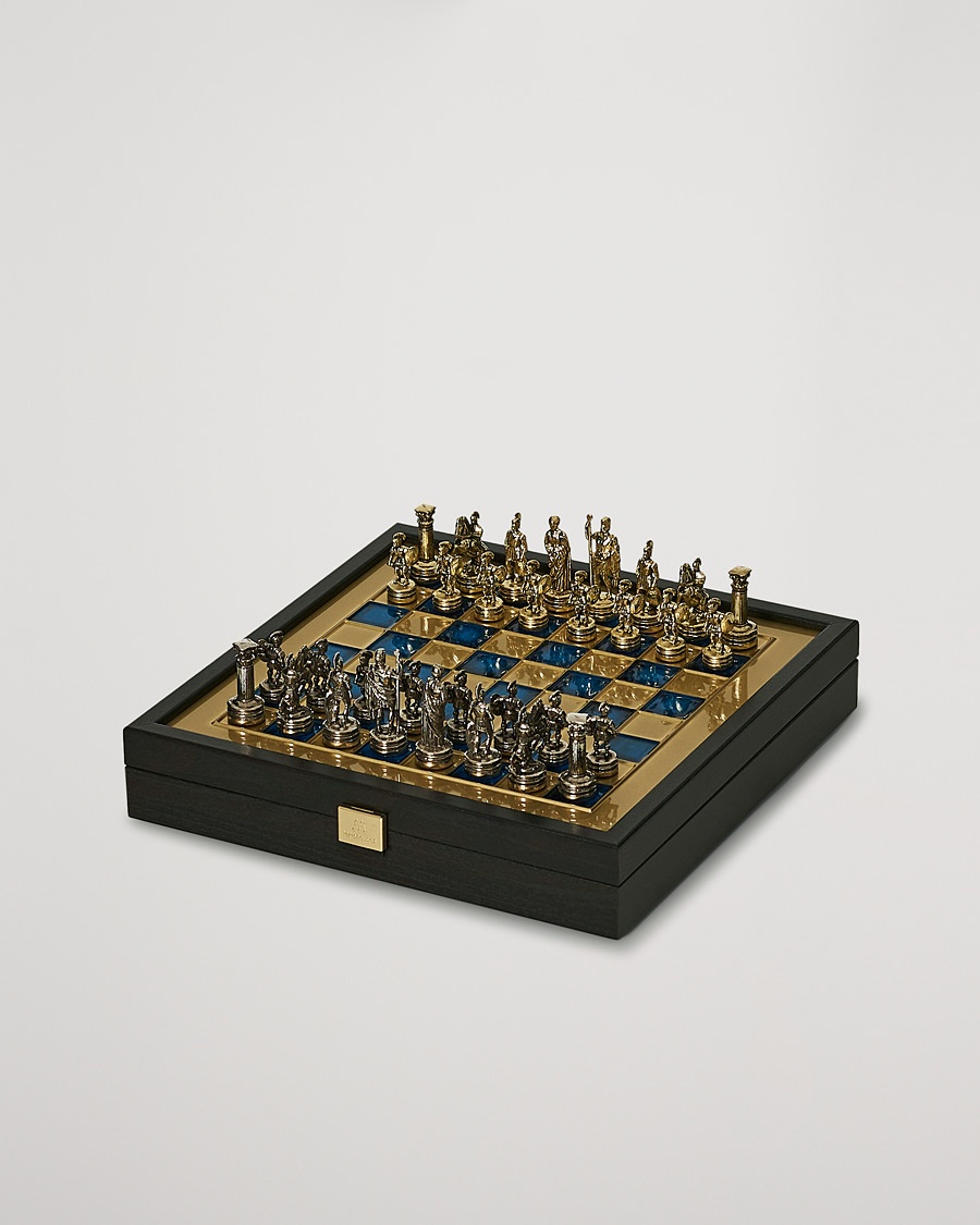 Manopoulos Greek Roman Period Chess Set Blue – Blå