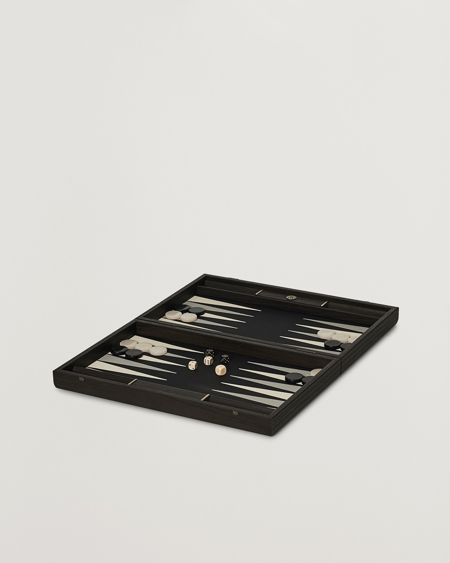 Manopoulos Classic Leatherette Backgammon Set Black – Svart