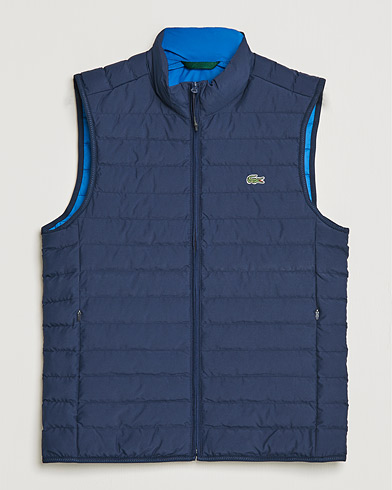 Herr | Västar | Lacoste | Lightweight Water-Resistant Quilted Zip Vest Navy Blue