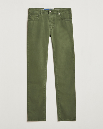Herr | Italian Department | Jacob Cohën | Bard Garment Dyed Gabardine Trousers Green