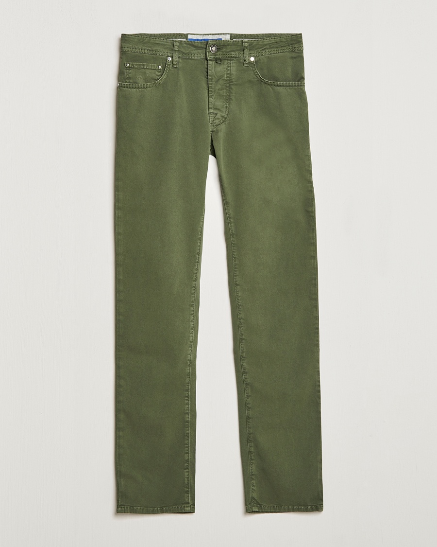 Herr | | Jacob Cohën | Bard Garment Dyed Gabardine Trousers Green