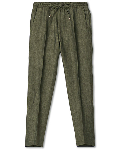 Linnebyxor |  Relaxed Linen Drawstring Trousers Olive