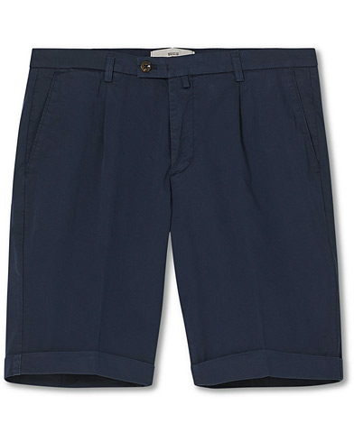 Chinosshorts |  Pleated Cotton Shorts Navy