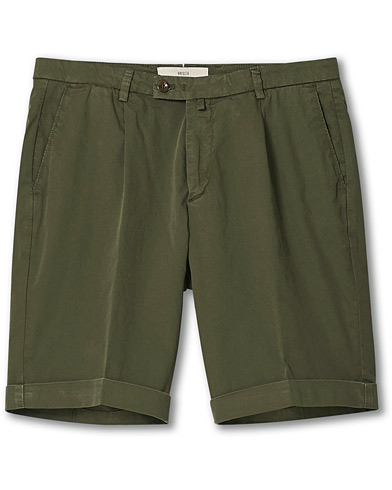 Shorts |  Pleated Cotton Shorts Olive
